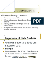 Data, Variables, and Measurements: Intended Learning Outcomes