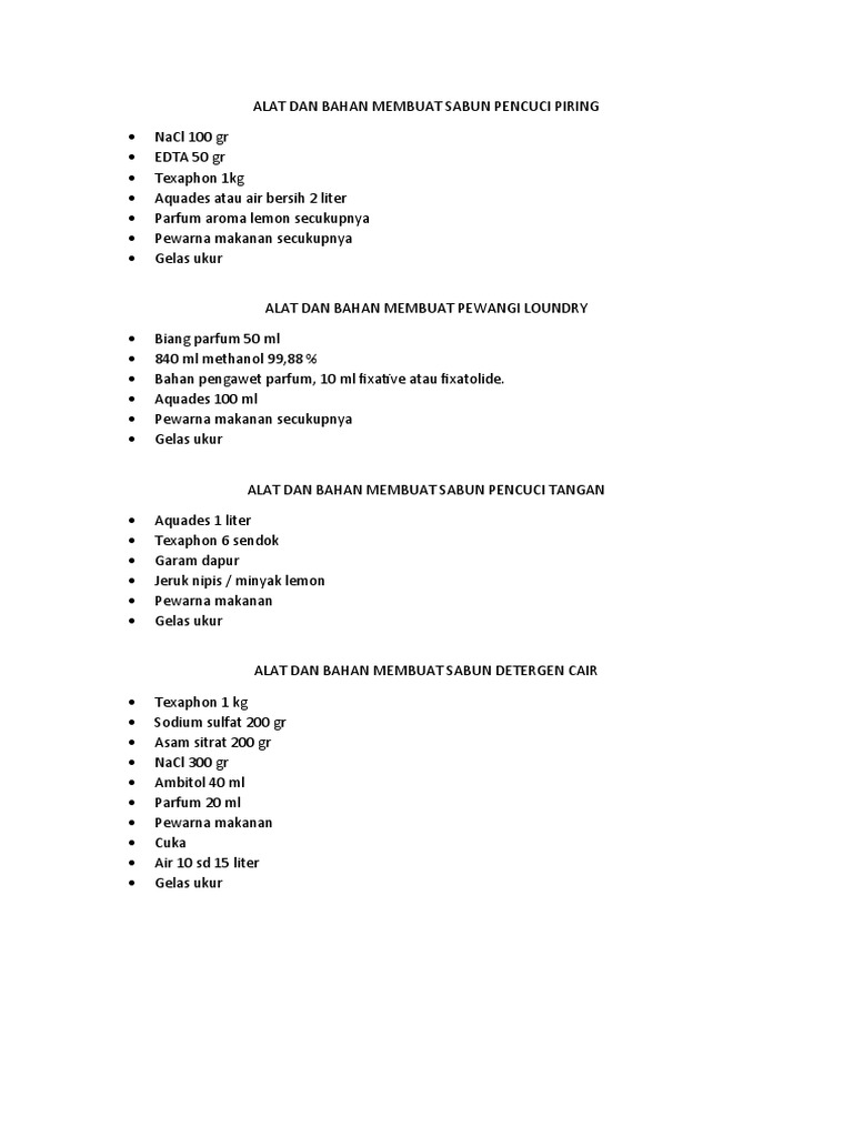 INGREDIENTS AND TOOLS FOR MAKING VARIOUS CLEANING PRODUCTS PDF