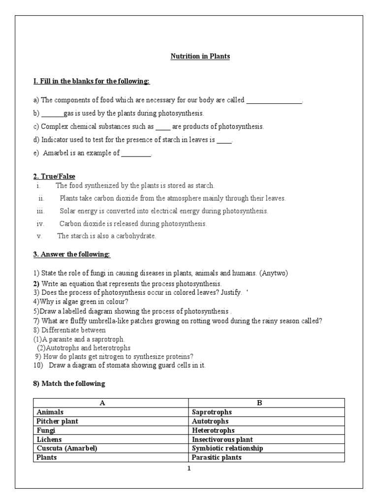 8) Differentiate Between (1) A Parasite and A Saprotroph. Autotrophs