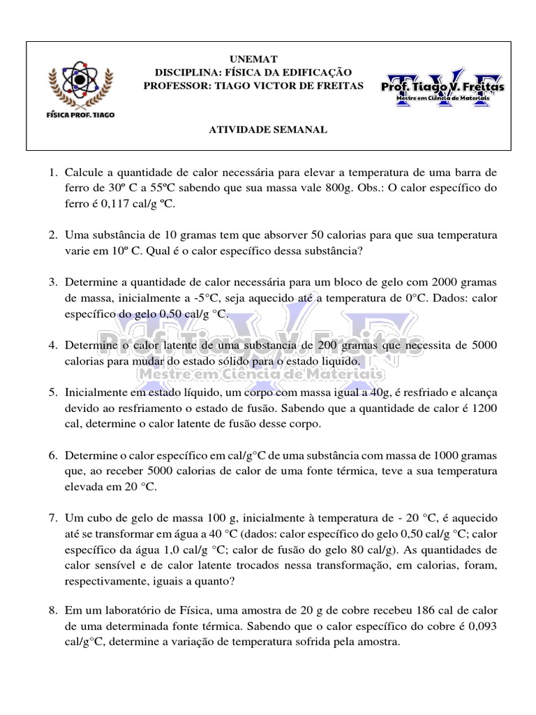 Calor e Mudanças de Estado em Física | PDF | Calor | Temperatura