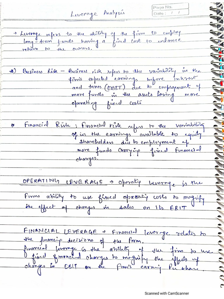 Leverage Analysis Class Notes | PDF