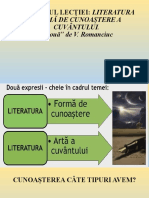 Literatura Formă de Cunoaștere A Cuvântului Plouă"Anul I