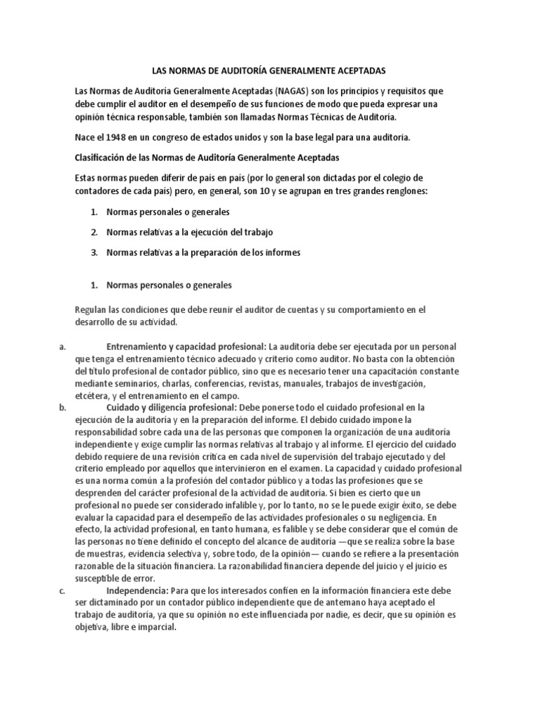 Normas de Auditoría Generalmente Aceptadas | PDF | Auditoría | Contralor
