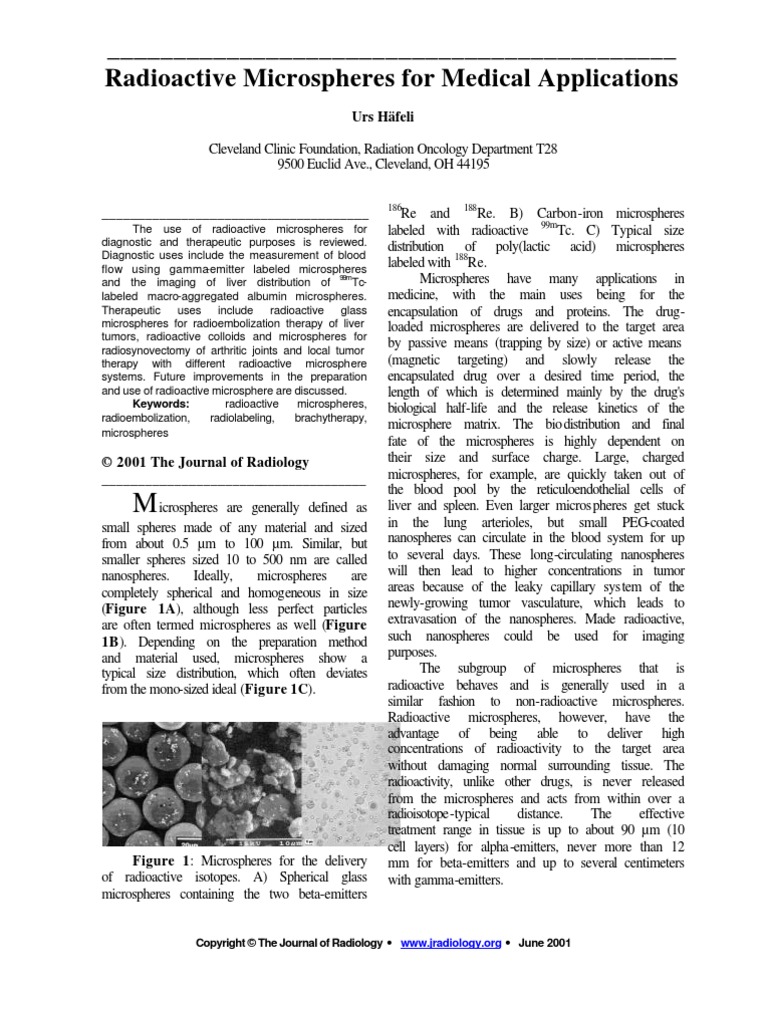Radioactive Microspheres For Medical Applications PDF Radiation