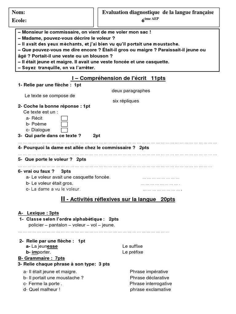 Lordre Alphabétique Ce2 Exercices Pdf 6 a.E.P Fran | PDF | Phrase | Verbe