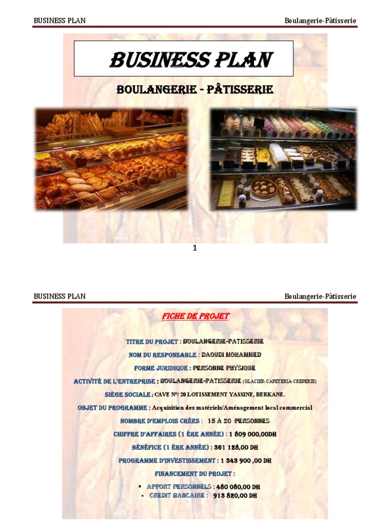 business plan boulangerie gratuit pdf