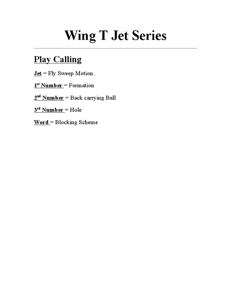 Wing T Jet Series PDF American Football Sports