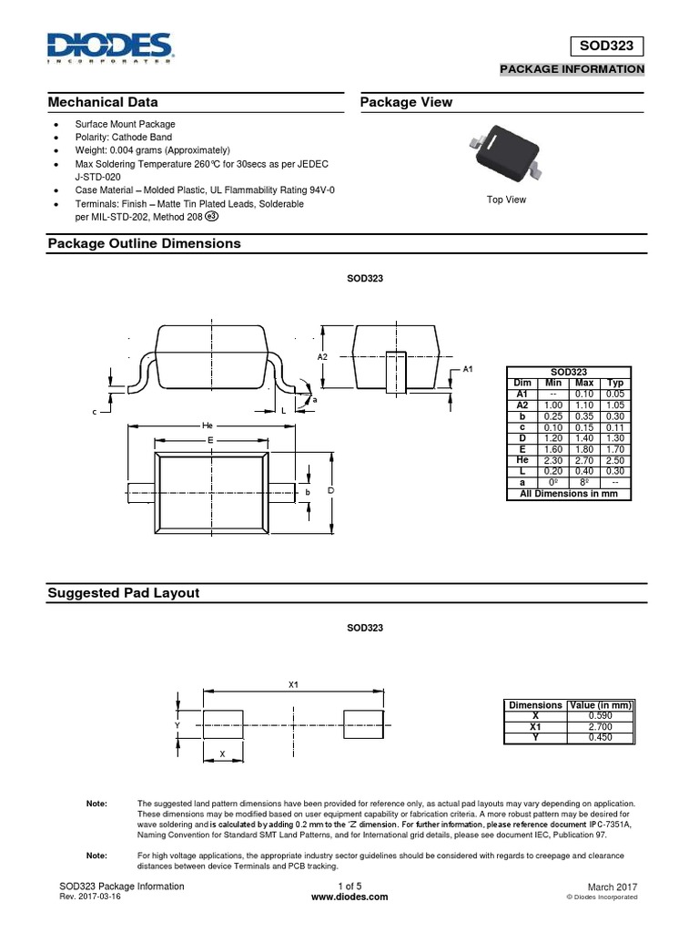 SOD323 | PDF | Electromagnetism | Electronics