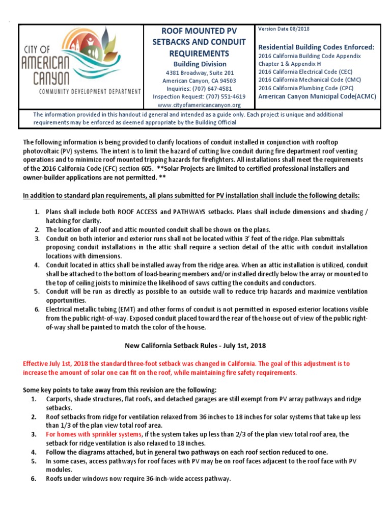 California Solar Panel Setback Guidelines | PDF | Photovoltaic System ...