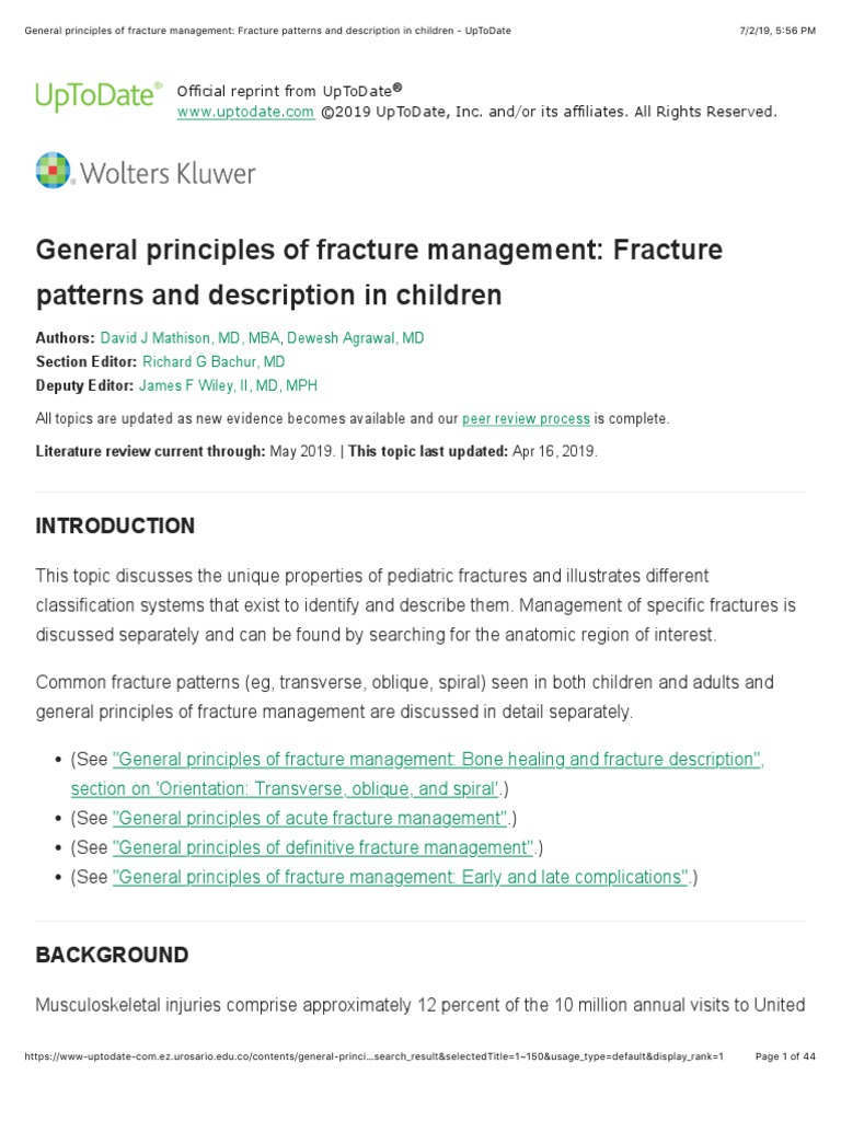 General Principles of Fracture Management: Fracture Patterns and ...