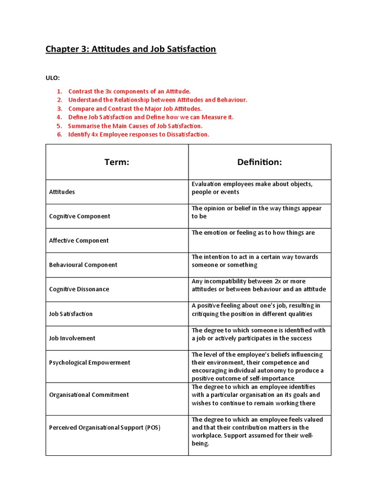 Attitudes and Job Satisfaction Explained | PDF | Attitude (Psychology ...