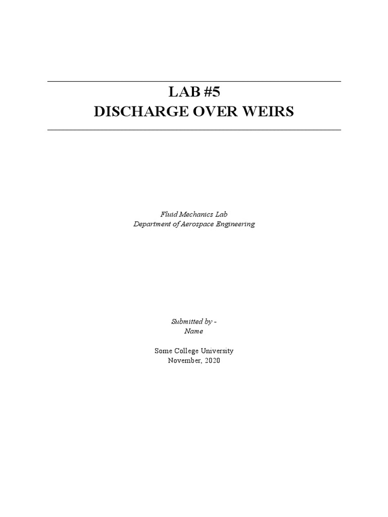 LAB REPORT Discharge Over Weirs PDF Fluid Dynamics Flow Measurement