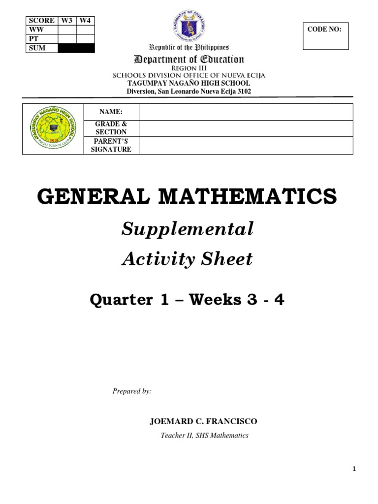 General Math Rational Functions Worksheet | PDF | Function (Mathematics ...