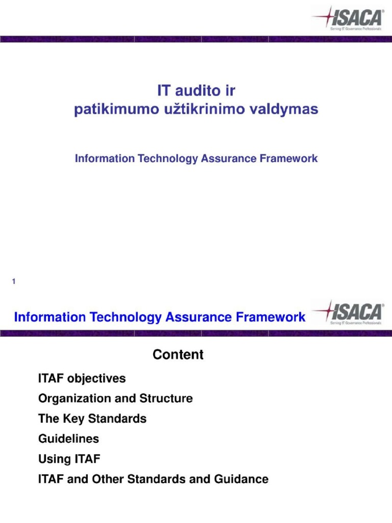 IT Assuranc E-Framework (ITAFTM) | PDF
