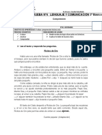 Resumen del cuento Ricitos de Oro para evaluación de comprensión lectora de 2o básico