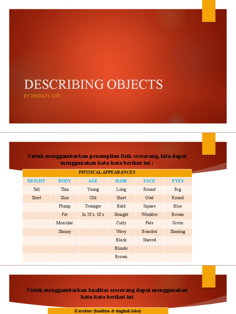 Describing Objects: by Erniaty, S.PD | PDF | Career & Growth | Religion ...