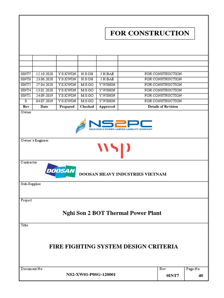 NS2XW01P0SG120001 Fire Fighting System Design Criteria PDF
