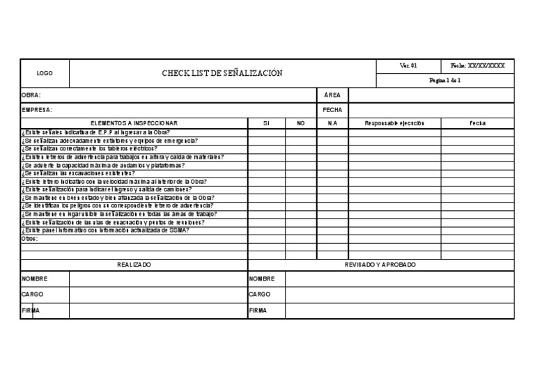 Check List Señalización Ver.01 | PDF