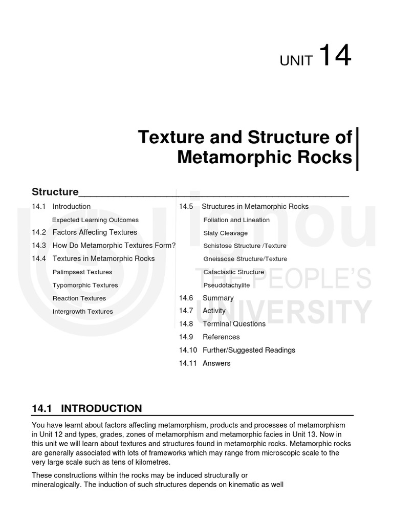 Metamorphic Rocks: Textures and Structures | PDF | Rock (Geology ...