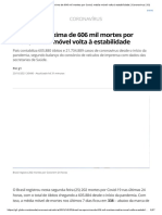 Brasil Se Aproxima de 606 Mil Mortes Por Covid Média Móvel Volta À Estabilidade - Coronavírus - G1