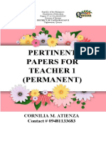 Pertinent Papers For Teacher 1 (Permanent) : Cornilia M. Atienza Contact # 09481133683