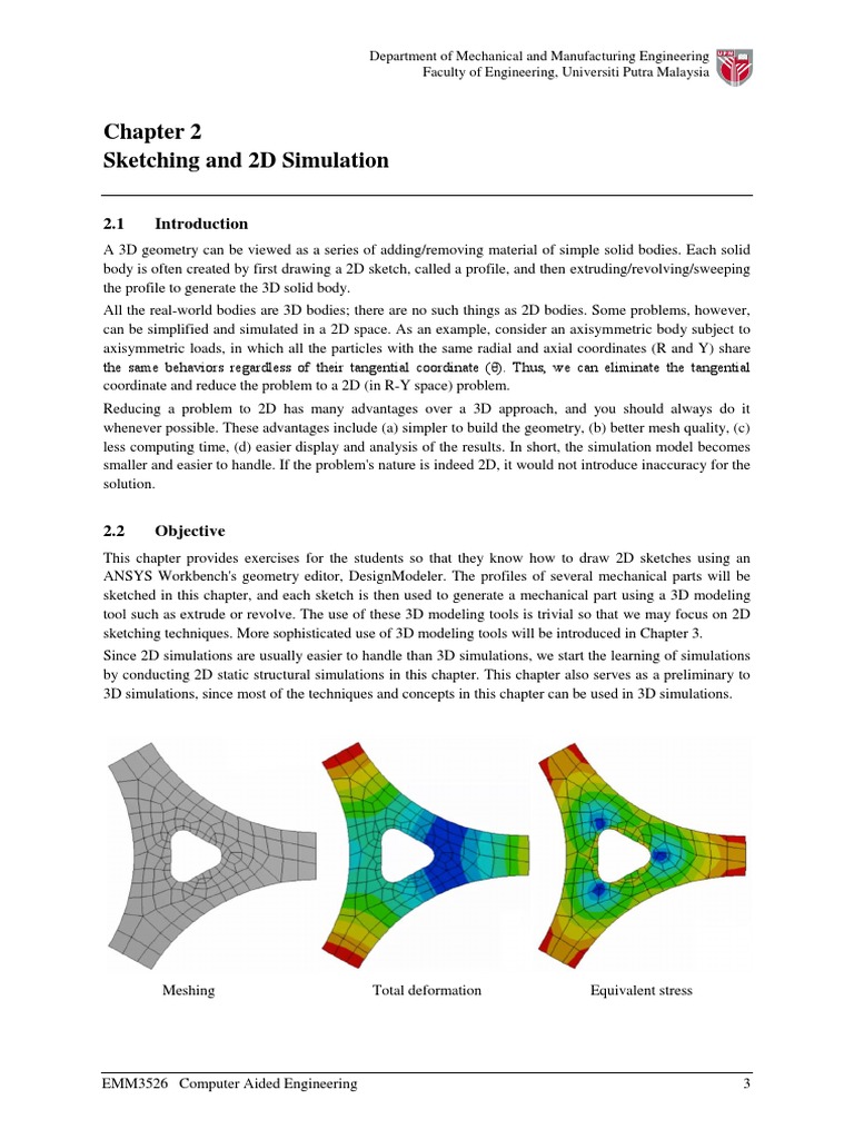 2D Sketching and Simulation in ANSYS | PDF | Force | Structural Analysis