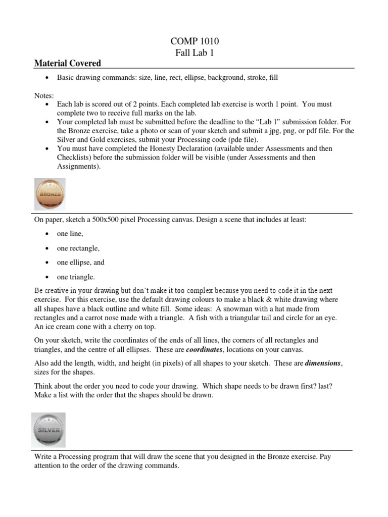COMP 1010 Fall Lab 1: Drawing Basics | PDF | Home & Garden | Art