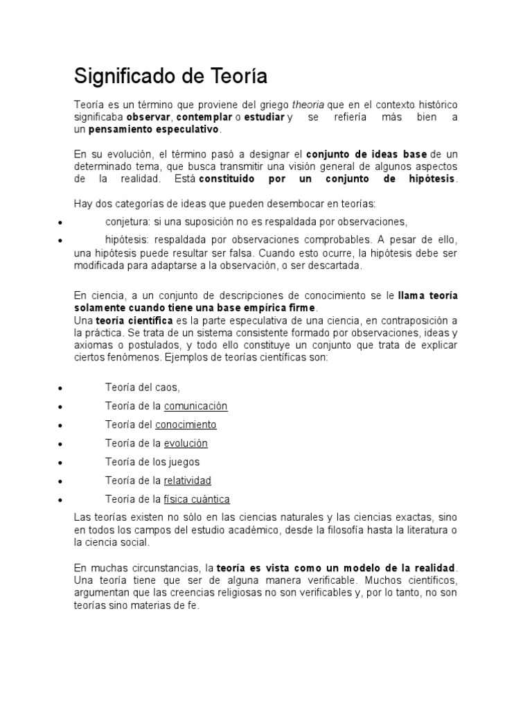 Significado de Teoría | PDF | Teoría | Metafísica