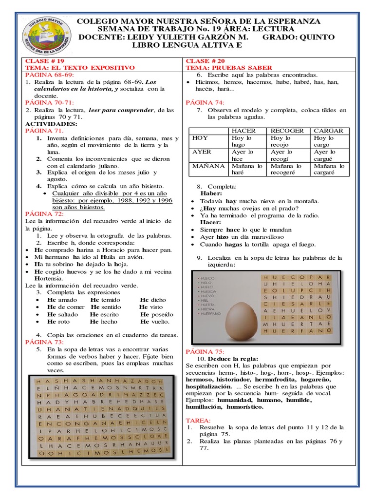 Como Se Escribe 73 En Letras Lectura 5º | PDF