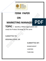 Mohit Market Ting Term Paper