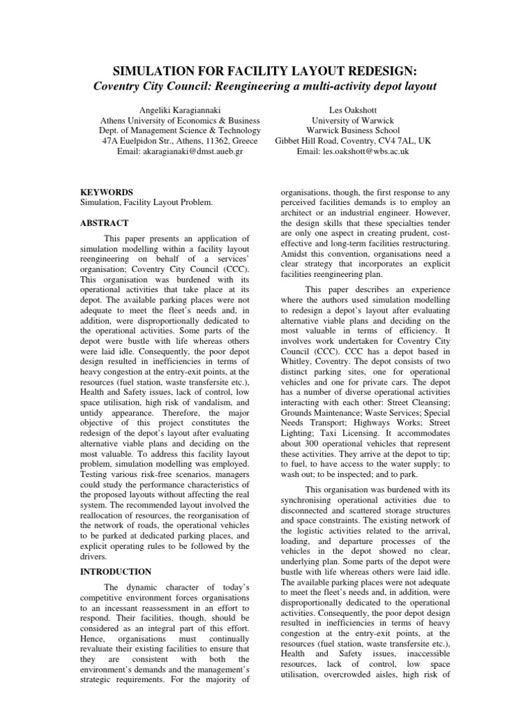 Facility Layout Optimization | PDF | Computer Simulation | Simulation