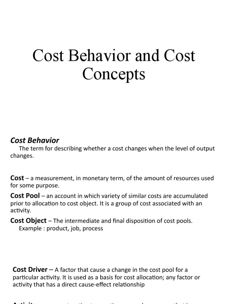 Understanding Cost Behavior Concepts | PDF | Correlation And Dependence ...