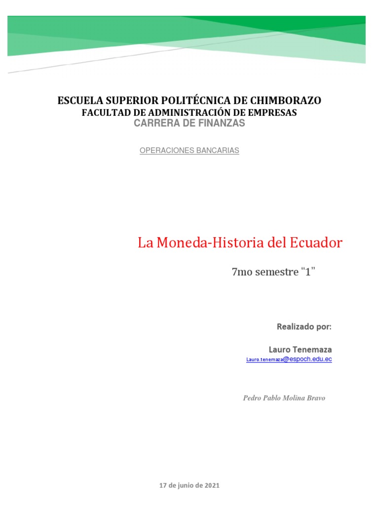 Historia Monetaria del Ecuador | PDF | Ecuador | Economias
