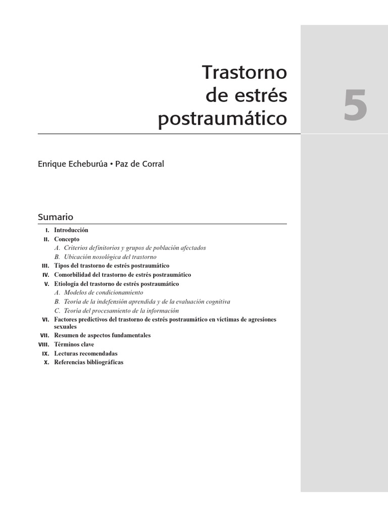 Trastorno de Estrés Postraumático | PDF | Trauma psicólogico | Ansiedad