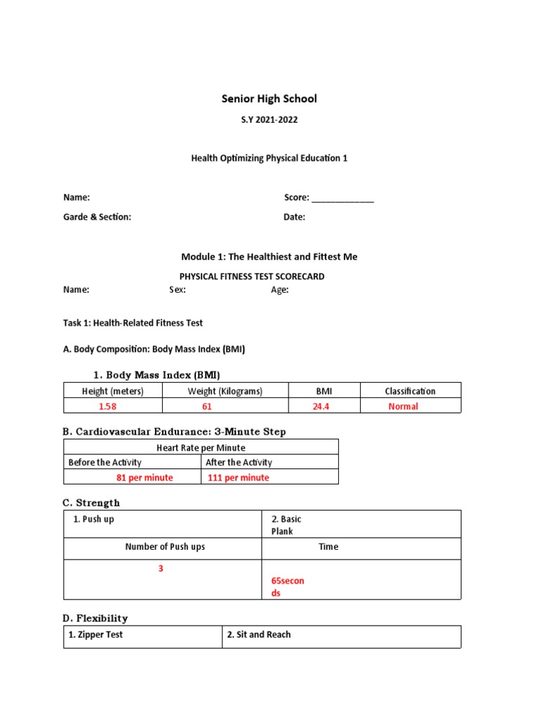 Juggling Test Scorecard for Fitness | PDF | Body Mass Index ...