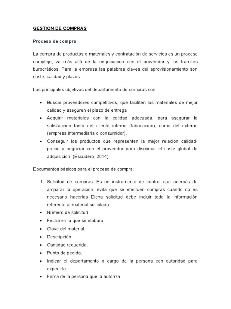 Gestión de Compras y Proveedores | PDF | Calidad (comercial) | Business