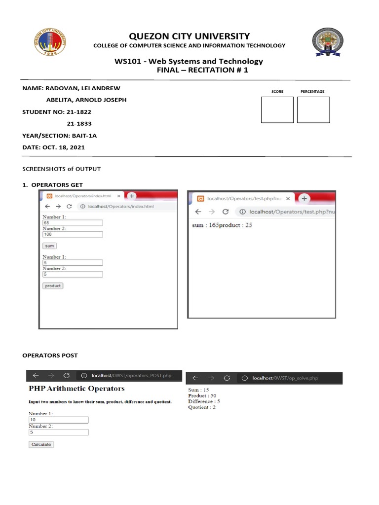 Quezon City University: WS101 - Web Systems and Technology Final ...