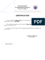 Certification: Department of Education Division of City Schools Inayagan, City of Naga, Cebu School I.D.: 325305