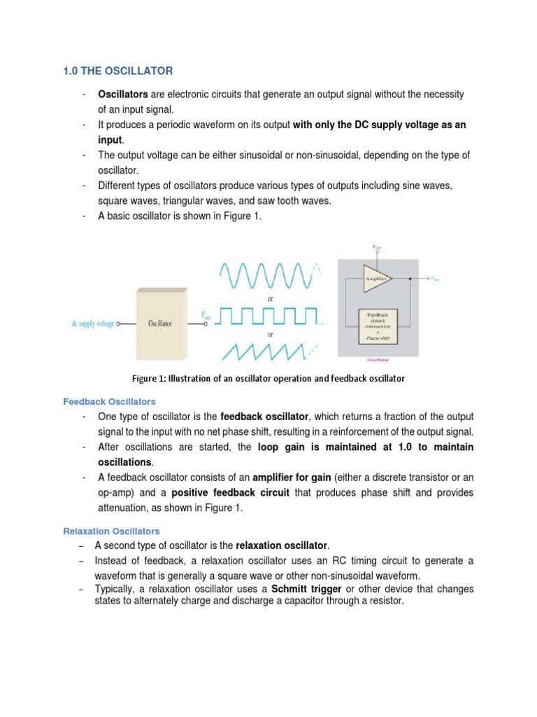 My Lecture Note The Oscillator PDF Electronic Oscillator Amplifier