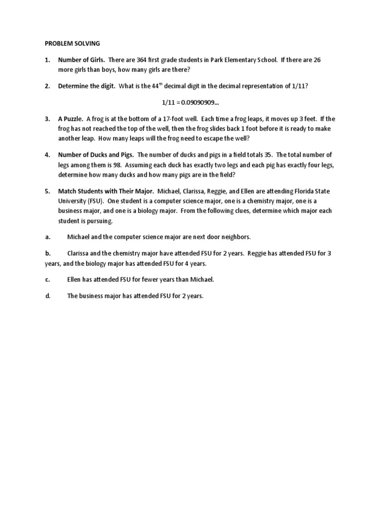 Activity 2 Problem Solving Strategies | PDF