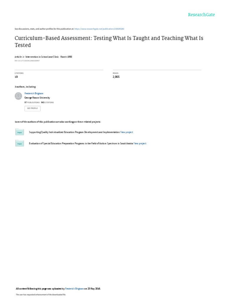 Curriculum-Based Assessment: Testing What Is Taught and Teaching What ...