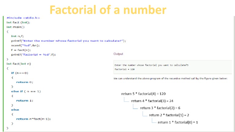 Factorial Using Recursion | PDF