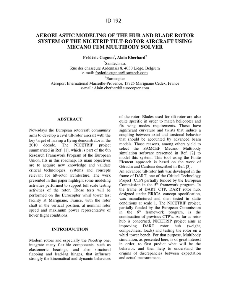 Aeroelastic Modeling of NICETRIP Rotor | PDF | Helicopter Rotor | Beam ...