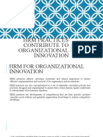 HRM Practices Contribute To Organizational Innovation