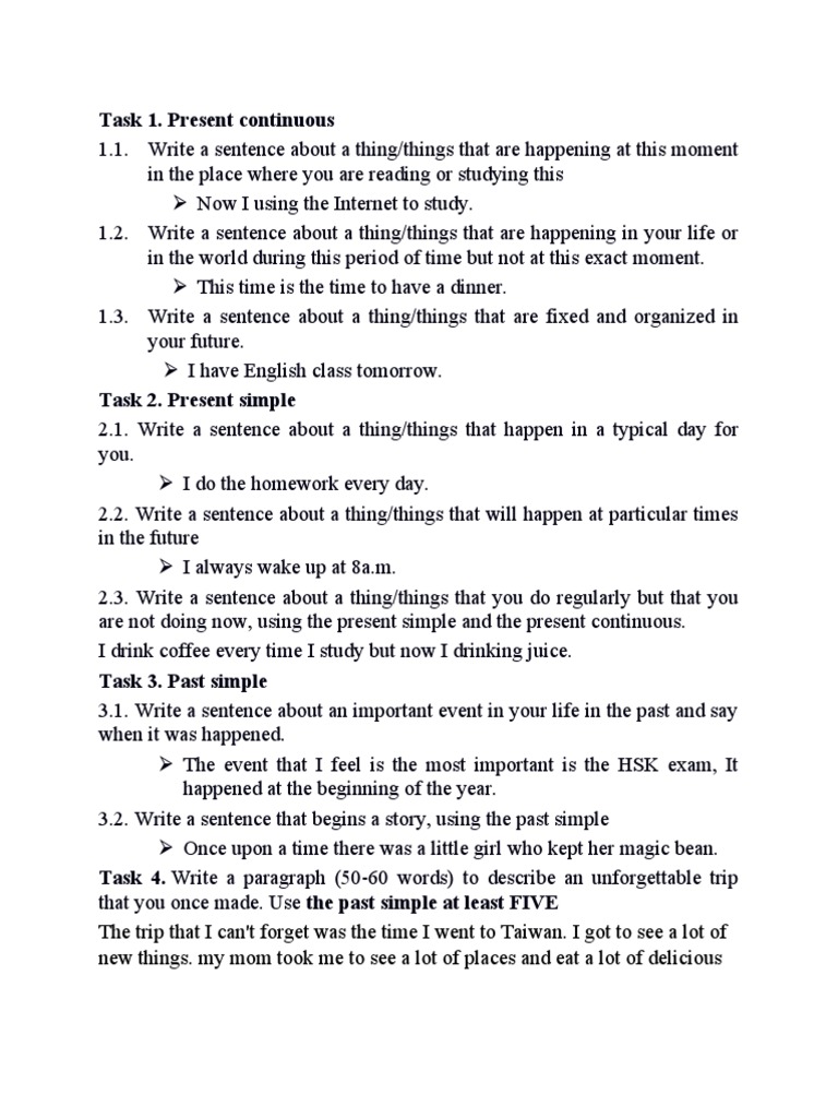 Task 1. Present Continuous | PDF