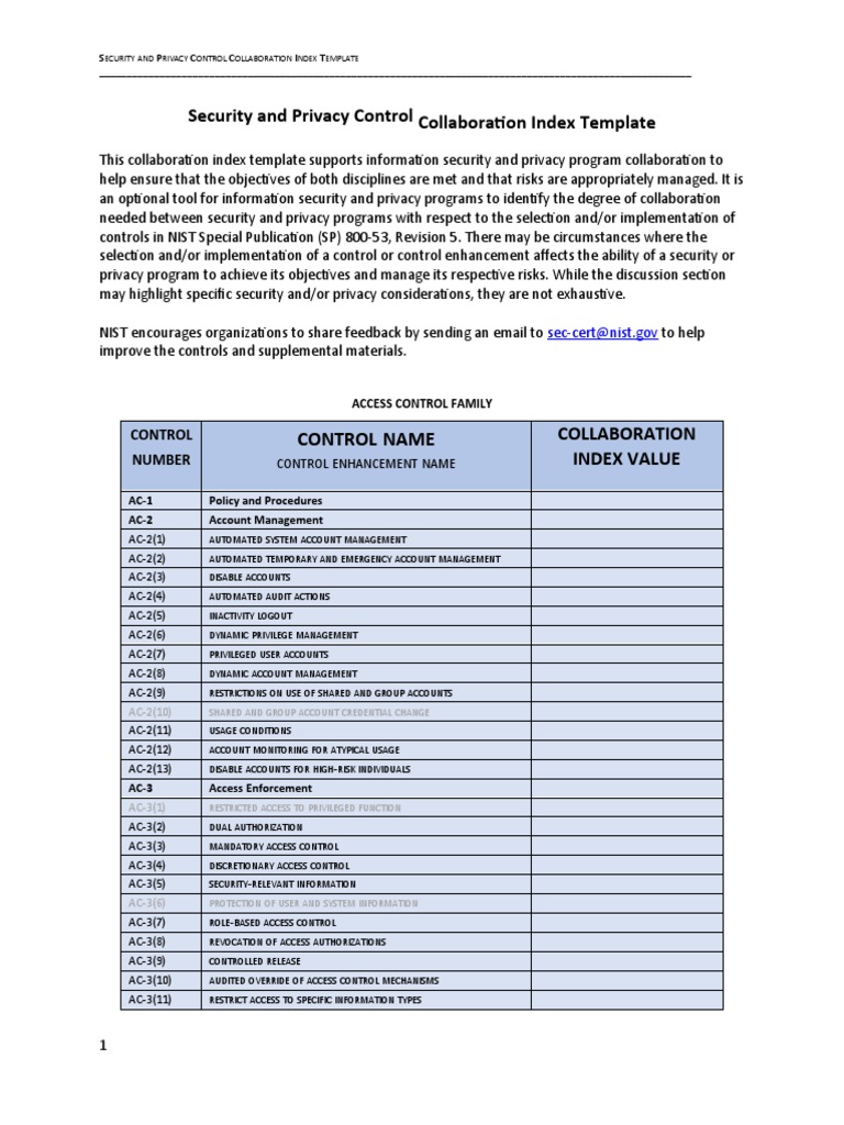 Security and Privacy Control Index | PDF | Authentication | Privacy