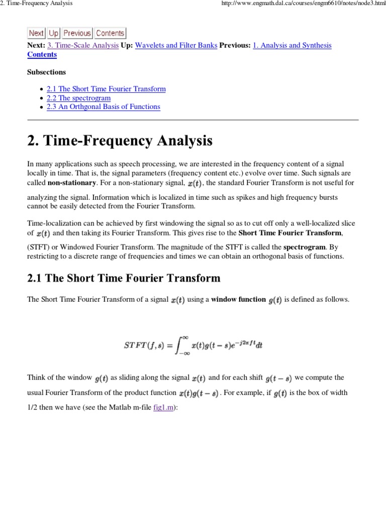 Time-Frequency Analysis Techniques | PDF | Fourier Transform | Wavelet