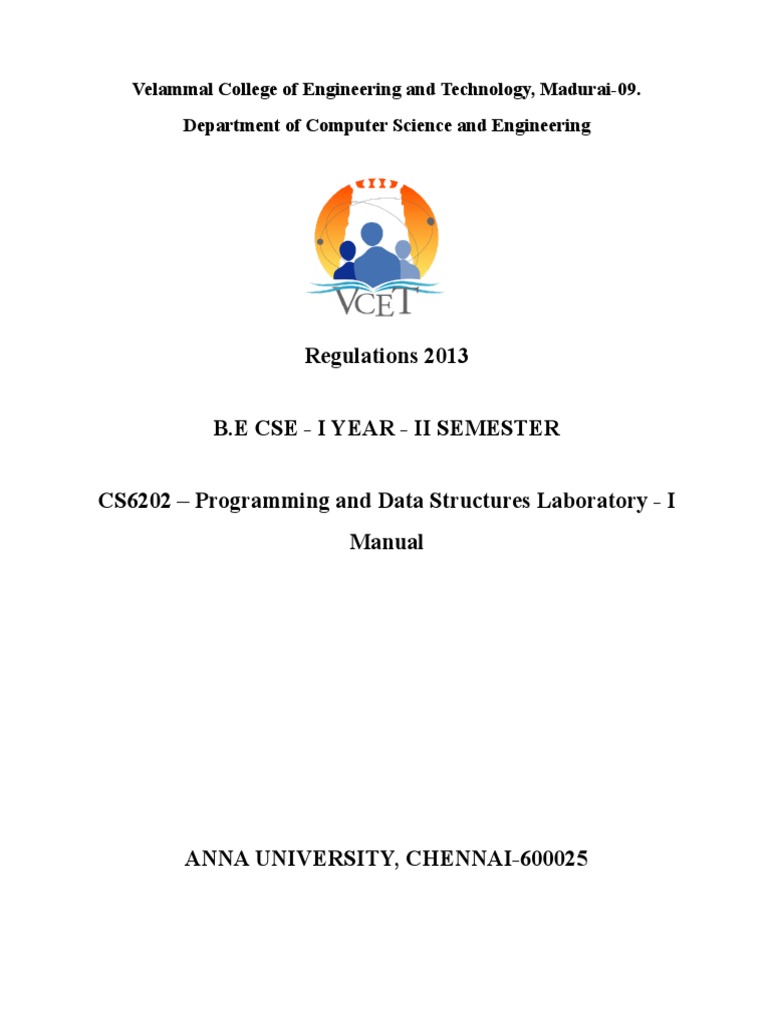C Programming Lab Manual for B.E CSE | PDF | C (Programming Language ...