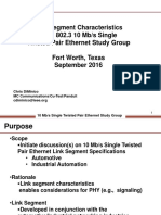 Link Segment Characteristics IEEE 802.3 10 Mb/s Single Twisted Pair Ethernet Study Group Fort Worth, Texas September 2016