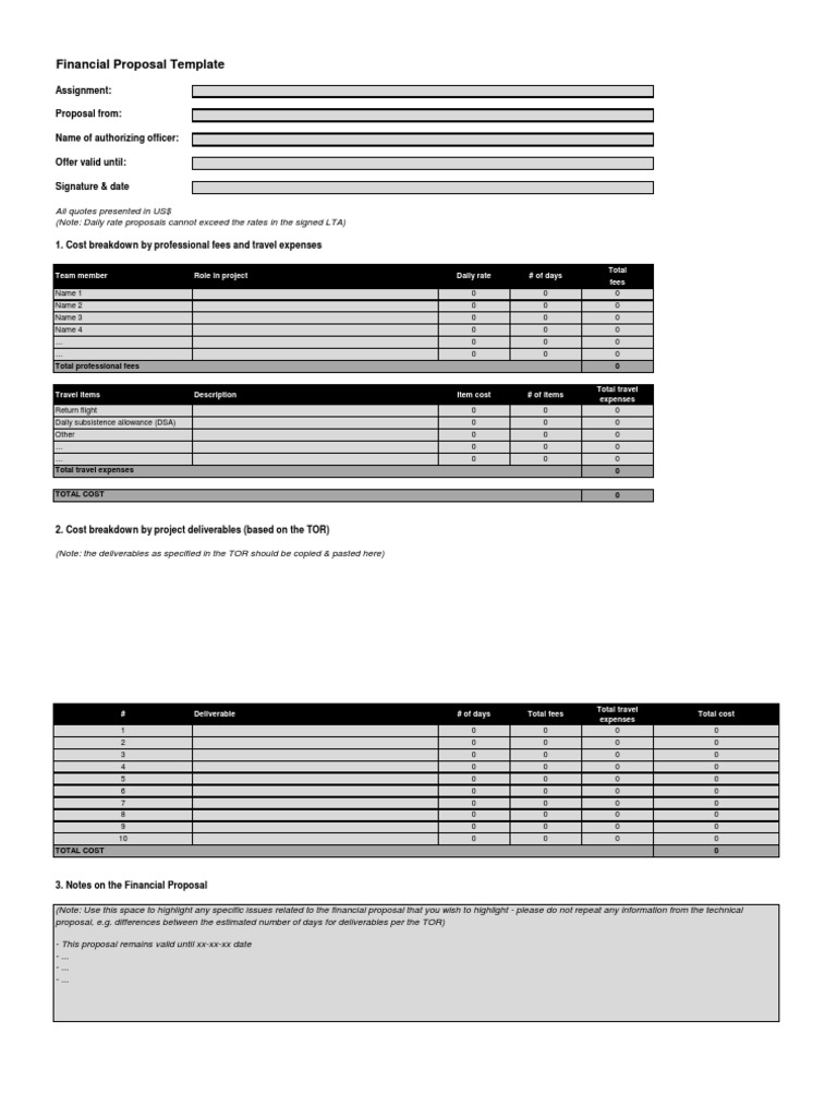 Financial Proposal Template Overview | PDF